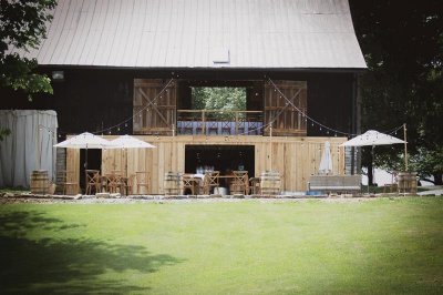 barn with tables setup